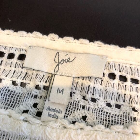 Joie cream off white lace eyelet crochet open knit top size Medium - Picture 12 of 14